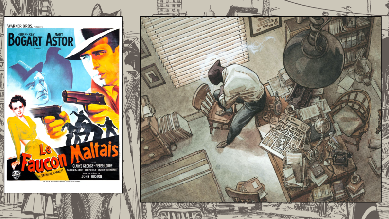 Extrait de Blacksad et Affiche le Faucon Maltais