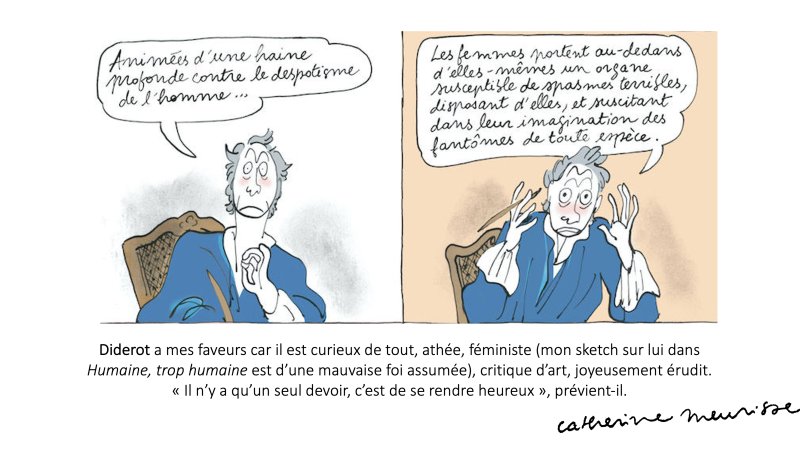 Diderot croqué par Catherine Meurisse pour Humaine trop humaine - Philosophie magazine