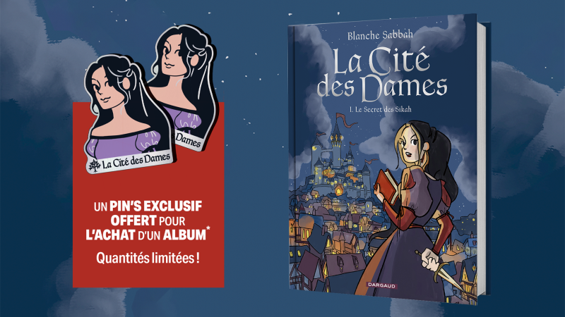 Un pin's La Cité des Dames offert pour l'achat d'un album