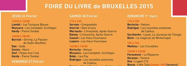 Foire du Livre de Bruxelles - planning de dédicaces