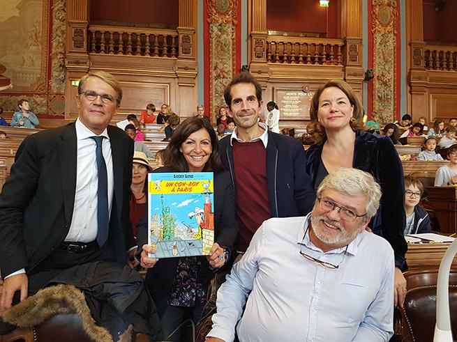 Achdé, Jul, Anne Hidalgo et Pauline Véron adjointe à la maire de Paris