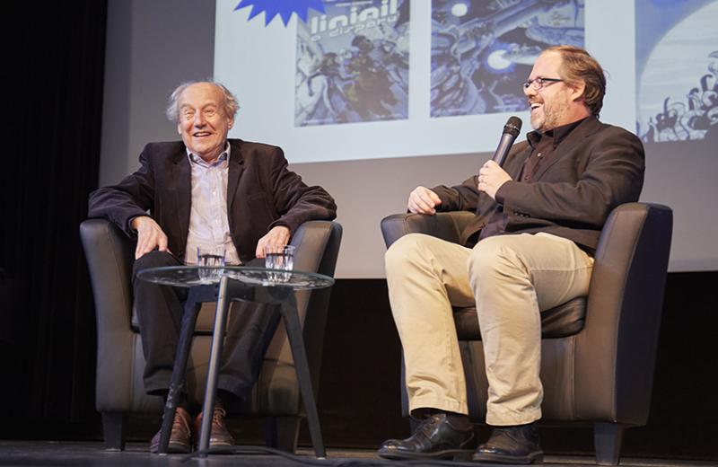 Célébration des 50 ans de l'Académie Suédoise de Bande Dessinée. Aux côtés de Jean-Claude Mézières, Björn Wahlberg le traducteur suédois de Valerian. © Rolf Lindby